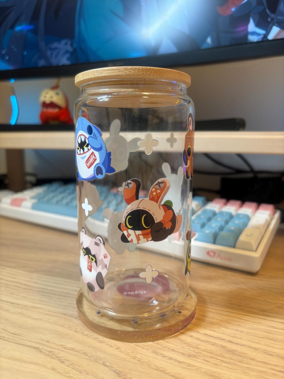 Bangboo Glass Cup With Bamboo Lid and Straw 16oz - Etsy