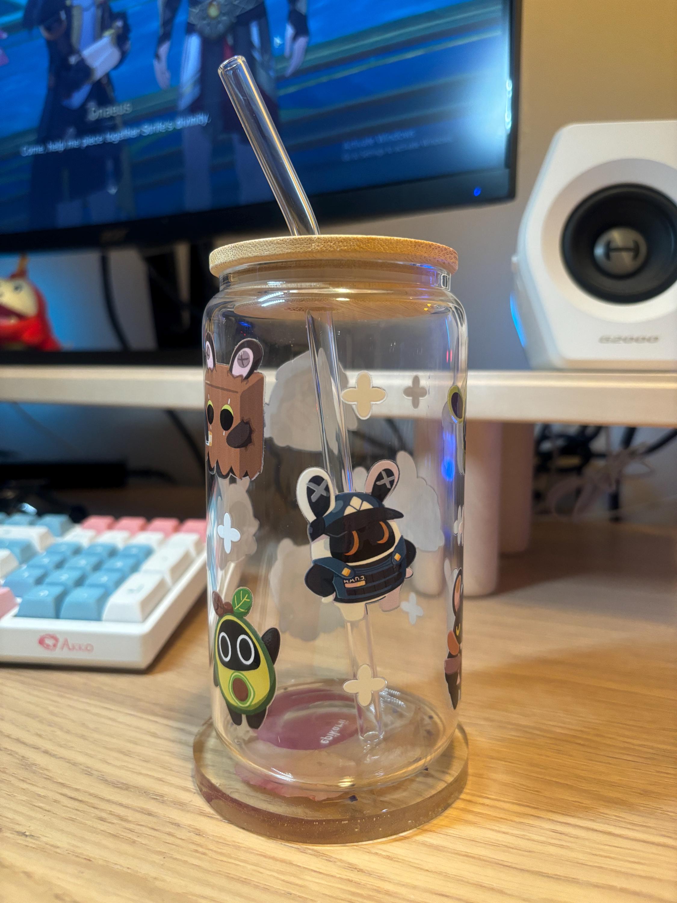 Bangboo Glass Cup With Bamboo Lid and Straw 16oz - Etsy