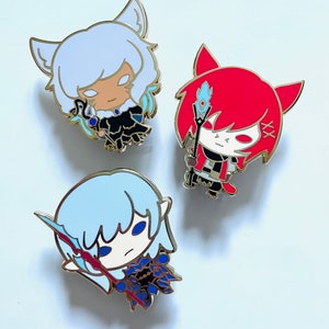 Final Fantasy XIV Enamel Pins - G&#39;raha, Y&#39;shtola, Estinien