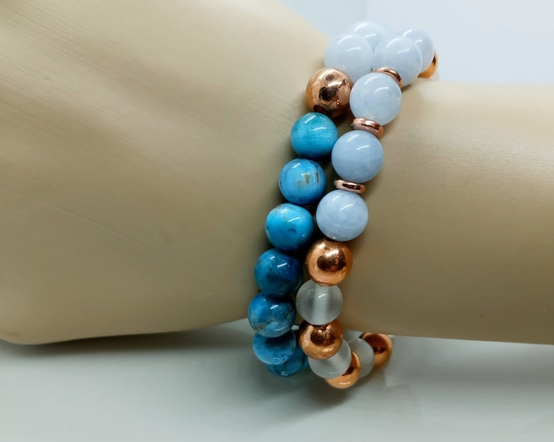 Healing Bracelet Beaded Bracelet for WomanGirls PiscesMarch Birthstones Aquamarine Orgone Faerie Bracelet Stacking Gift for Her