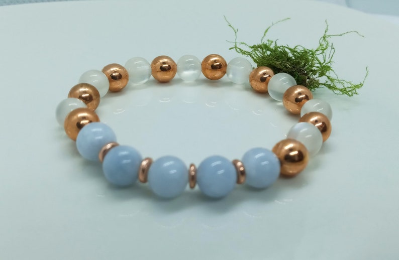 Healing Bracelet Beaded Bracelet for WomanGirls PiscesMarch Birthstones Aquamarine Orgone Faerie Bracelet Stacking Gift for Her