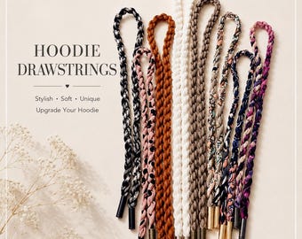 Handmade fabric Hoodie Drawstrings | Handmade Fabric Hoodie Strings | Replacement Hoodie Cord with Metal Tips | Soft Braided Hoodie Lace-1pc
