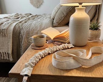 Przytulna lampa, osłona kabla do ładowania/mieszanka lnu/tkanina na kabel USB/osłona na kabel lampy/przytulne akcesoria domowe