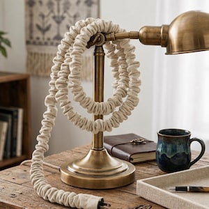 Gaine pour cordon en toile, Gaine pour câble en toile de coton mélangée, Gaine pour cordon de lampe épaisse et durable, Gaine pour câble pour décoration intérieure neutre, Protecteur de cordon de sol