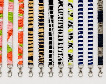 Comfortable Scrunchie Lanyard, Soft Fabric Keychain Wristlet, Stretchy Key Holder, Teacher Lanyard