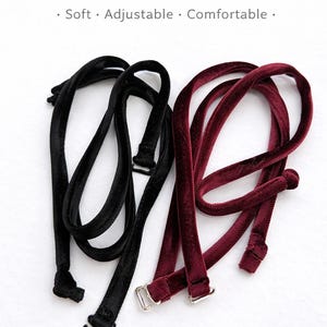 Velvet Bra Replacement Straps | Adjustable Fabric Bra Straps | Soft & Comfortable | Multiple Colors Available