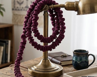 Funda de algodón suave para cables / Funda decorativa para cables USB y de escritorio / Organizador de cables de tela / Color vino tinto