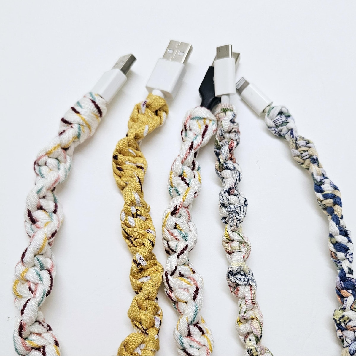 Handmade Macrame Phone Charger Cable, Fabric Strap, iPhone Charger Cable Cover, Upcycled Fabric Strap - Etsy