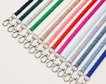 Skinny Scrunchie Lanyard, Soft Spandex Stretch Lanyard with Subtle Sheen, Lightweight Necklace Lanyard, Comfortable Key Holder, Minimal