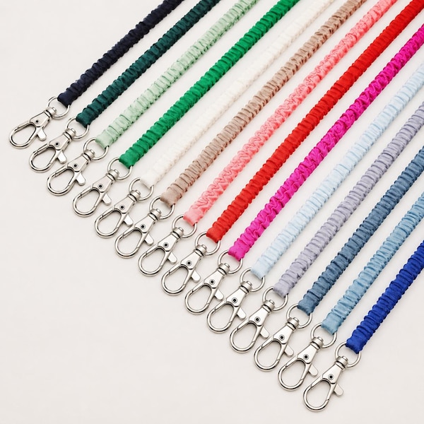 Skinny Scrunchie Lanyard / Spandex Stretch Lanyard with Subtle Sheen/ Stylish Lightweight Necklace Lanyard, Comfortable Key Holder, Minimal