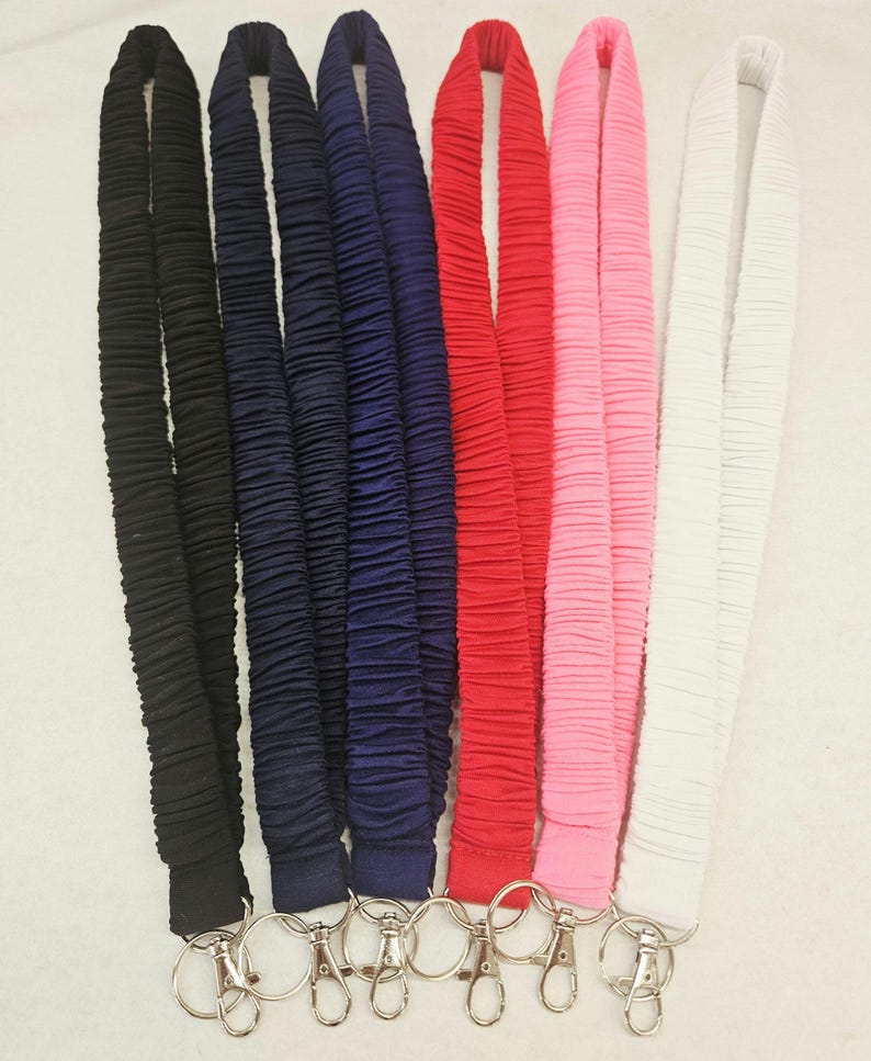 3/8-1" Soft Jersey Scrunchie Lanyard – Soft Fabric Key Lanyard, Cute Wrist or Neck Lanyard, Teacher Lanyard, Aesthetic Accessories image 18