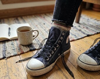 Black Lace Shoelaces | Delicate Floral Lace Shoe Laces | Romantic Sneaker Laces | Feminine Ribbon Style Laces | Soft Vintage Inspired Laces