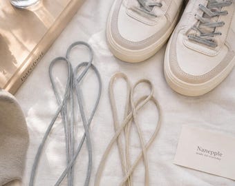 1/4" Cotton Fabric Shoelaces, Soft Minimal Lace, Neutral Everyday Sneakers Lace, Lightweight Comfortable Shoe Laces