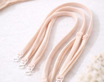 Soft Blush Peach Bra Replacement Straps – Lightweight Fabric Straps, Comfortable & Adjustable, Minimal Everyday Bra Straps