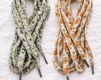 Floral Chiffon Shoelaces – Soft Fabric Shoe Laces, Romantic Floral Shoelaces for Sneakers, Vintage Style Replacement Shoe Laces