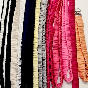 Cordón para scrunchie hecho a mano / Llavero para muñeca Scrunchies / Llavero con cordón cruzado / Tejido de punto de jersey de spandex