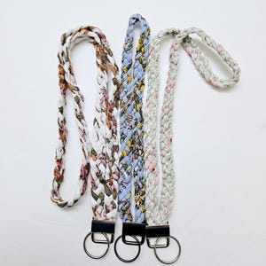 Handmade braided lanyard/ Fabric cord lanyard keychain/ Crossbody phone strap keyfob/ Badge holder/ Teacher lanyards