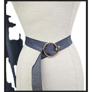 Handmade fabric denim belt with buckle