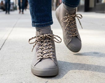 Leopard Print Fabric Shoelaces – Patterned Replacement Shoe Laces, Unique Sneaker Laces, Fashion Shoe Laces