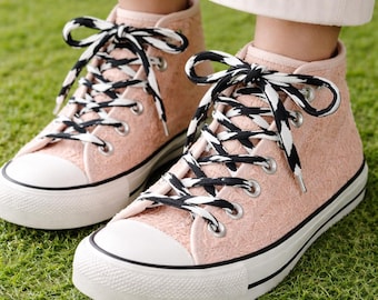 Zebra Animal Print Fabric Shoelaces, Rust Brown Sneaker Laces, Flat Replacement Shoe Laces, Fashion Shoelaces