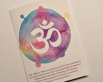 Om, Peace Yoga Watercolour Friendship/Birthday Blank Card