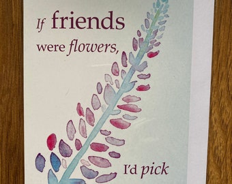 Lupin Watercolour Friendship/Birthday Blank Card