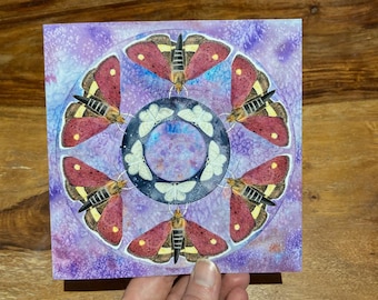 Blank Moth Greeting Card | Nature | Friendship | Spiritual Art | Mindfulness Gift | Pagan Art | Mandala