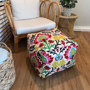 Waverly Santa Maria Desert Flower Pouf Ottoman, Floral Pouf Ottoman, Pouf, Ottoman, removable and washable pouf cover image 6