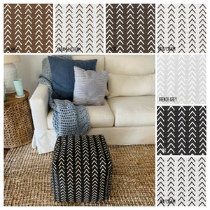 Boho Arrow Pouf Ottoman, Brown and cream pouf ottoman ,Black White Pouf Ottoman, grey and cream pouf ottoman, Home Decor