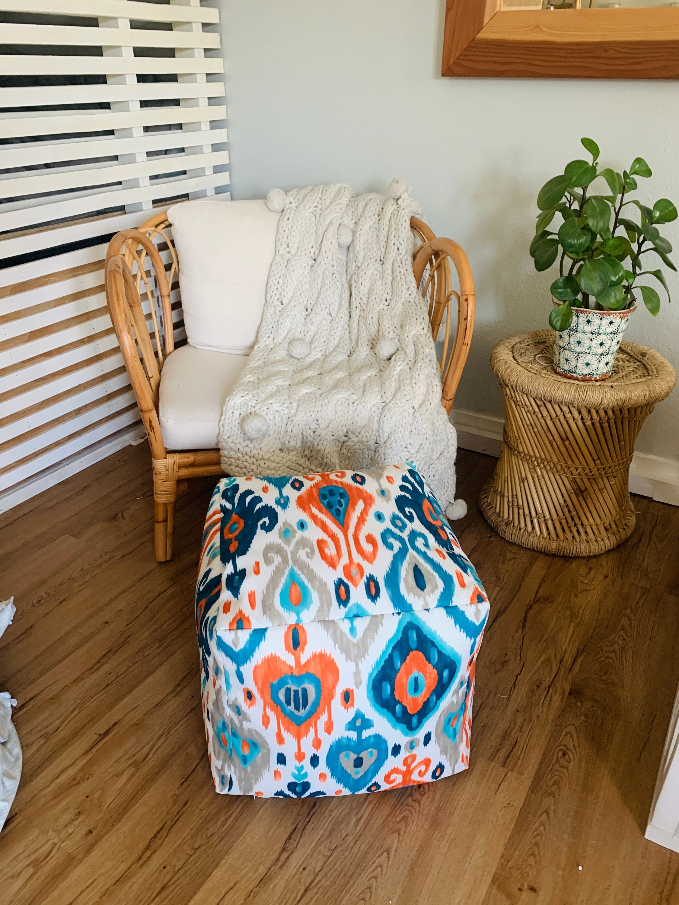 Indoor/outdoor Pouf Ottoman Colorful Pattern Pouf Ottoman | Etsy