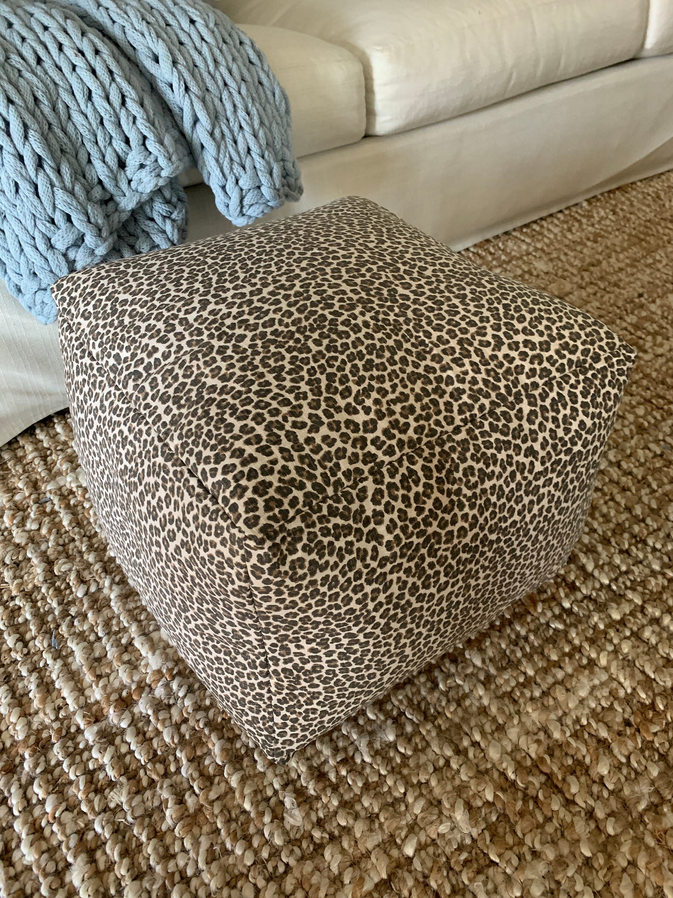 Leopard Print Pouf Ottoman Animal Print Pouf Brown Etsy