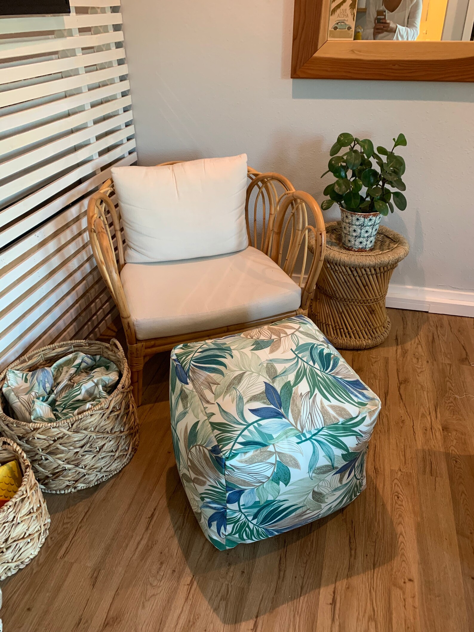 Indoor/outdoor Pouf Ottoman Tropical Ottoman Home Decor - Etsy