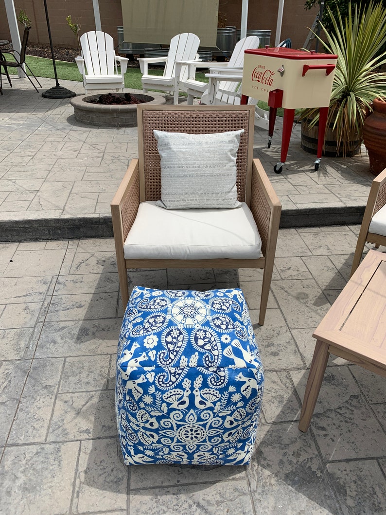 Indoor/Outdoor Floral Pattern Pouf Ottoman Colorful Pattern | Etsy