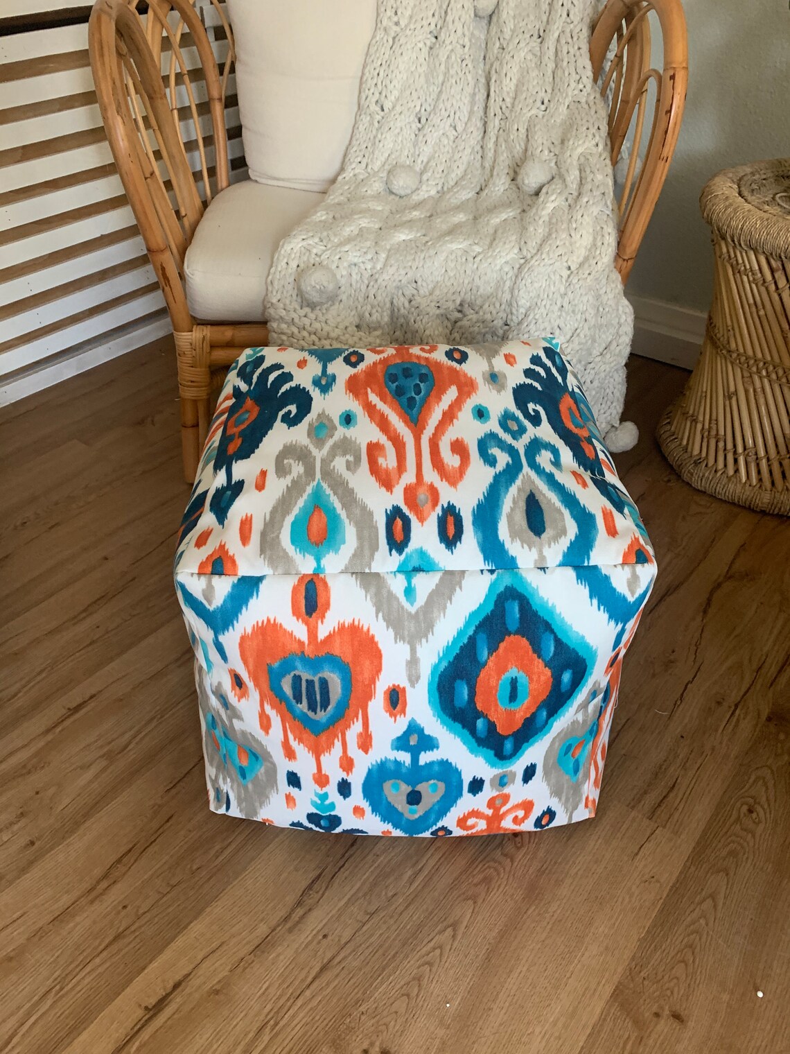 Indoor/outdoor Pouf Ottoman Colorful Pattern Pouf Ottoman | Etsy