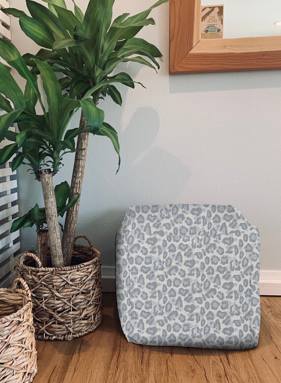 Leopard Print Pouf Ottoman Blue and Grey Home Decor Etsy