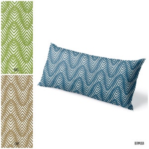 Oversized lumbar pillow cover, lumbar pillow covers, lumbar pillow, blue lumbar pillow, zig zag lumbar pillow, green pillow, brown pillow