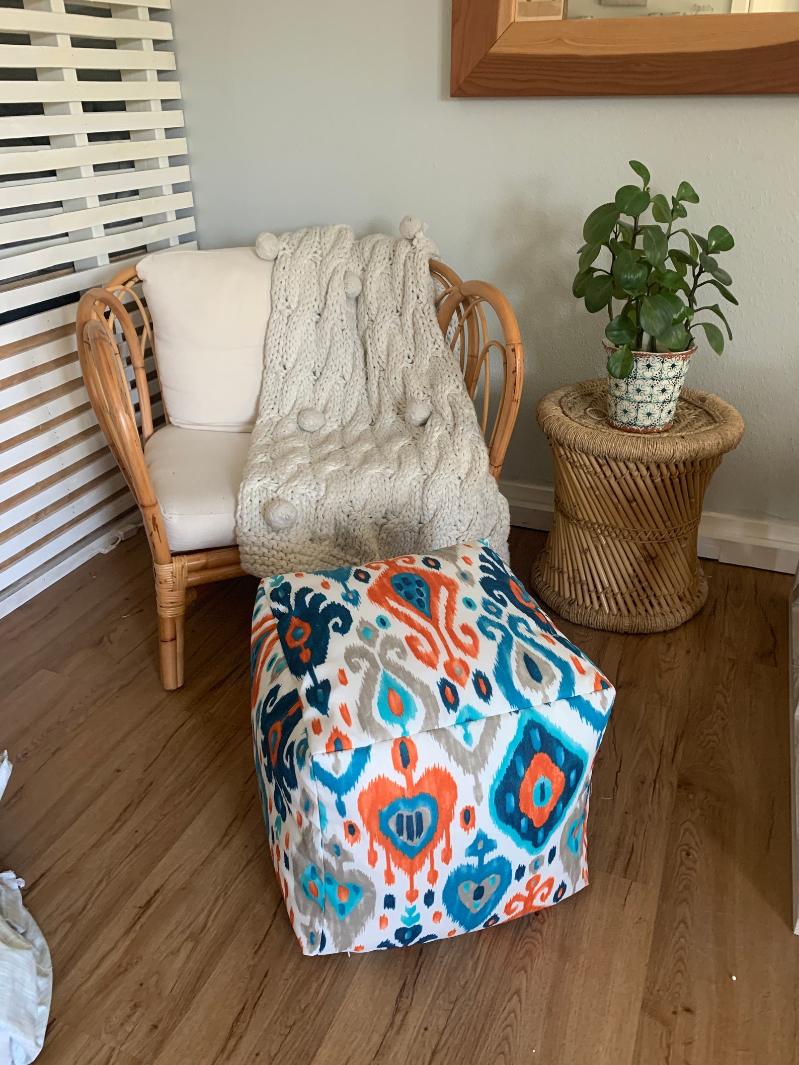 Indoor/outdoor Pouf Ottoman Colorful Pattern Pouf Ottoman | Etsy
