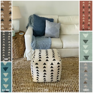 Boho Triangle Pouf Ottoman: Mud Cloth Washable Footstool