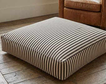 Striped Chestnut Brown Square Floor Pillow – 24x24x5" Comfort Cushion