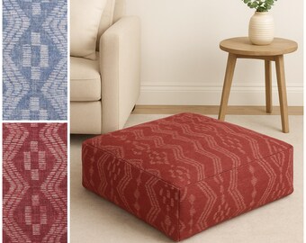 Bohemian Kilim Pattern Red Square Floor Pillow 24" x 24" x 5"