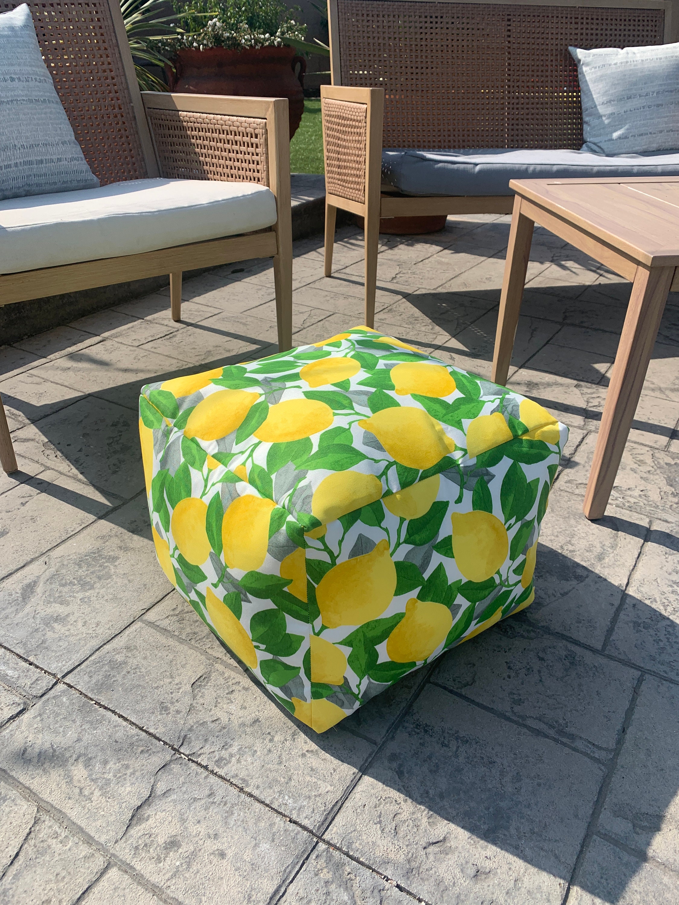 Lemon Indoor/outdoor Pouf Ottoman Home Decor Colorful - Etsy