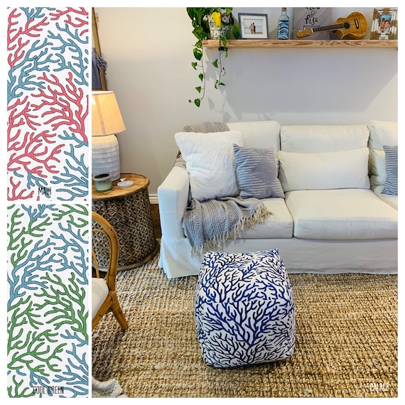 Blue and 2024 white pouf