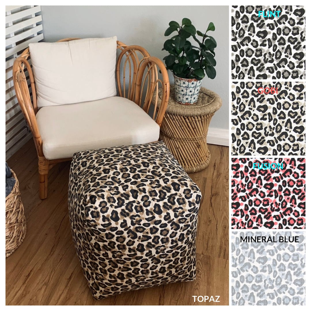 Leopard Pouf Ottoman, Brown Pouf Ottoman, Animal Print, Animal Print