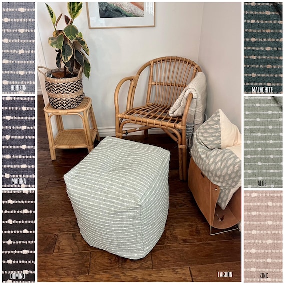 Textured pouf ottoman top