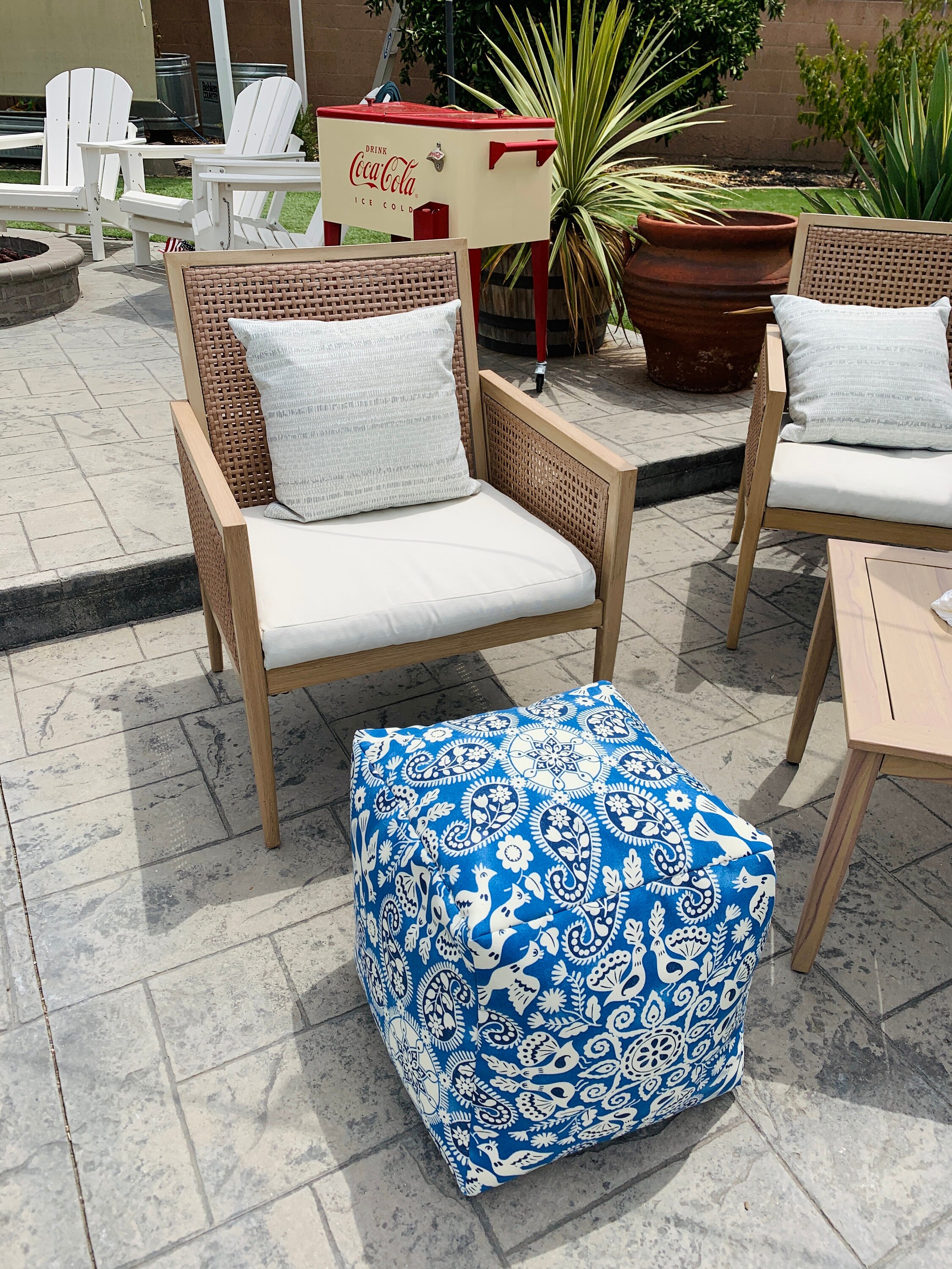 Indoor/outdoor Floral Pattern Pouf Ottoman Colorful Pattern - Etsy