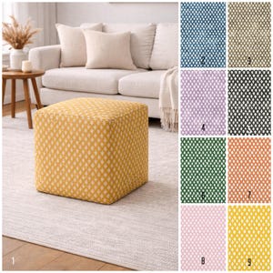 Gem Pouf Ottoman: Washable Footstool, Various Colors
