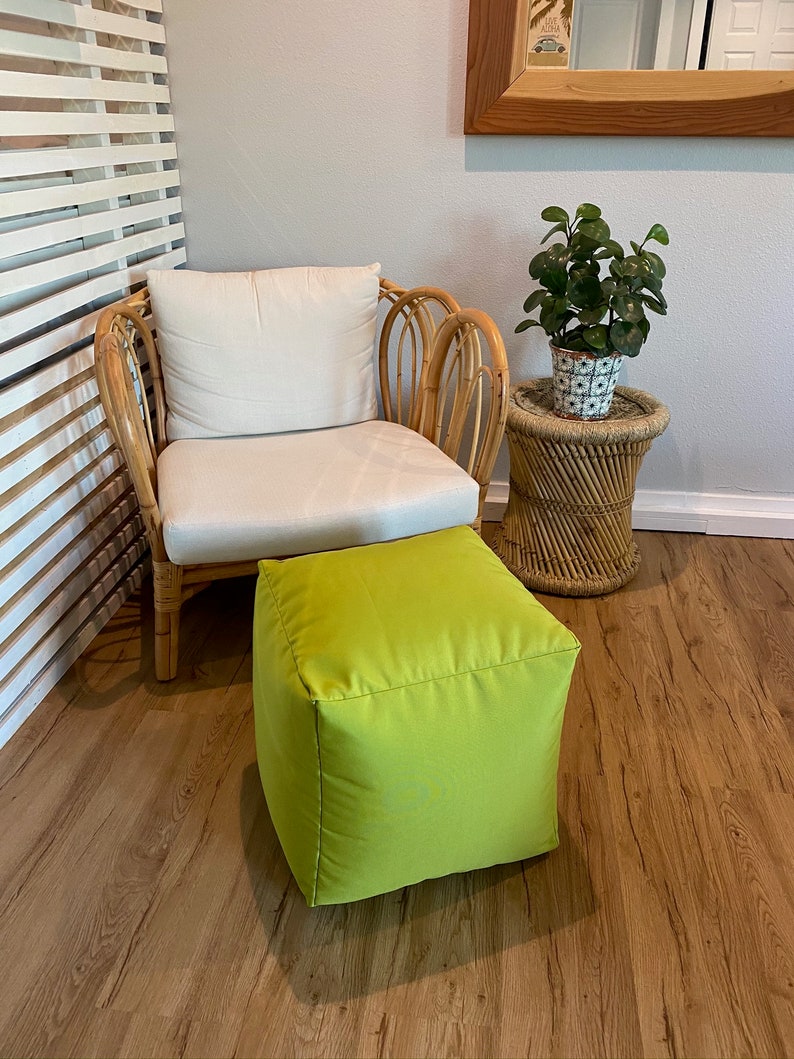 Solid Indoor/outdoor Pouf Ottoman Blue Outdoor Pouf Pink Etsy
