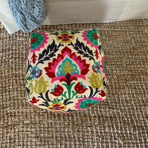 Waverly Santa Maria Desert Flower Pouf Ottoman, Floral Pouf Ottoman, Pouf, Ottoman, removable and washable pouf cover image 5