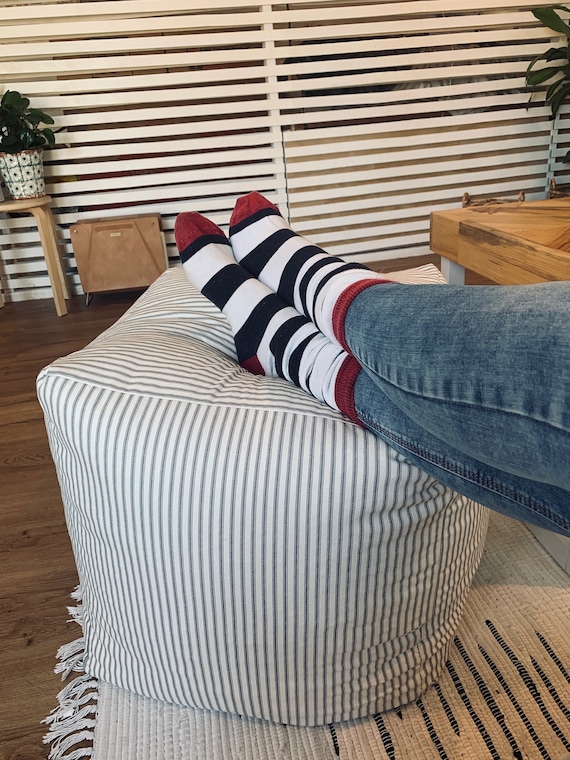 Slipcover Pouf Washable Pouf Magnolia Pouf Ottoman Striped