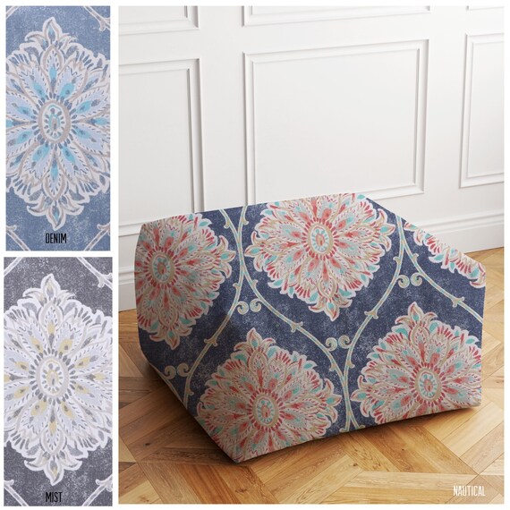 Magnolia Home Fashions Fabric Pouf Denim Pouf Ottoman Denim
